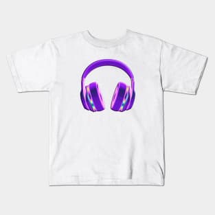 Dark Purple Holo Headphones Kids T-Shirt